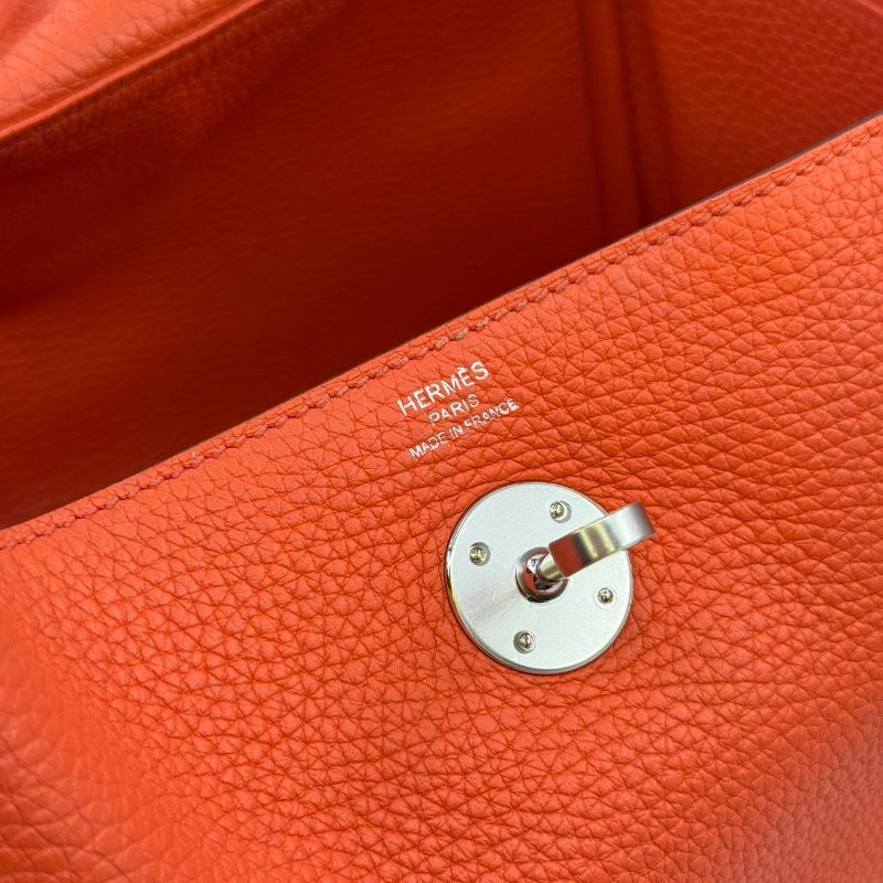 ［3097］愛馬仕 Hermès Lindy 30 火焰橙 手提包 EP皮  銀扣-15