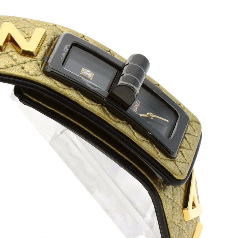 香奈兒 H7945 Code Coco Cyber Gold 女士腕錶,精鋼和皮革錶帶,鑲嵌 1 顆鑽石-5