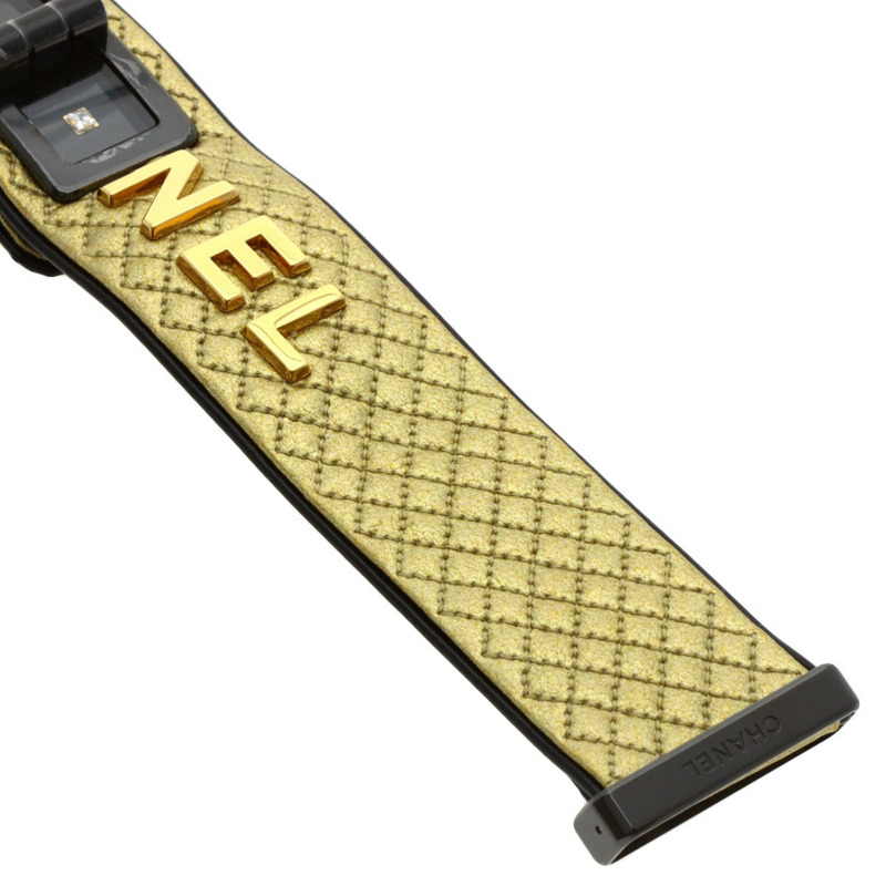 香奈兒 H7945 Code Coco Cyber Gold 女士腕錶,精鋼和皮革錶帶,鑲嵌 1 顆鑽石-8