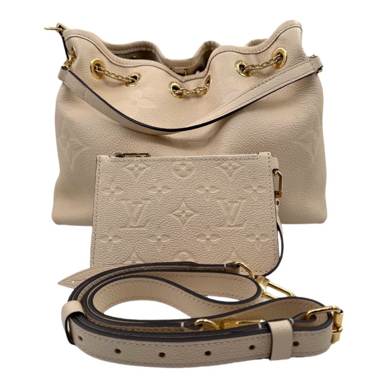 【2155】路易威登  LOUIS VUITTON  Bundle Logo印花可拆卸肩帶 皮革 單肩斜挎手提包 女款 米色 金扣-0