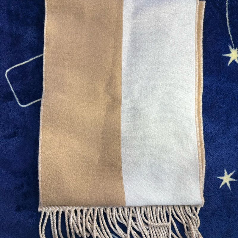 Chanel香奈兒圍巾 超實搭奶茶熊貓配色 半色羊毛圍巾 - 奶茶象牙白-2