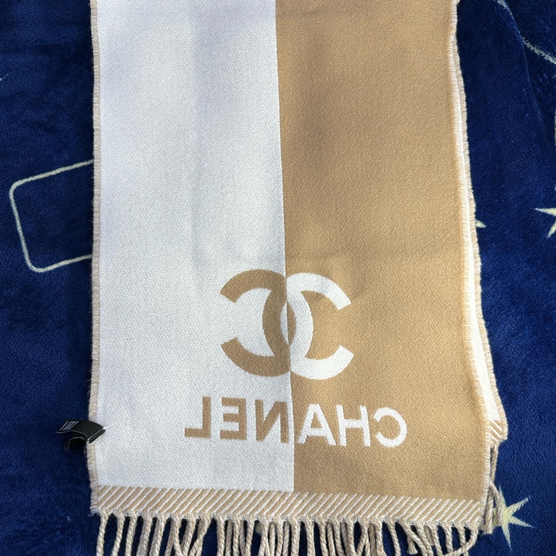 Chanel香奈兒圍巾 超實搭奶茶熊貓配色 半色羊毛圍巾 - 奶茶象牙白-4