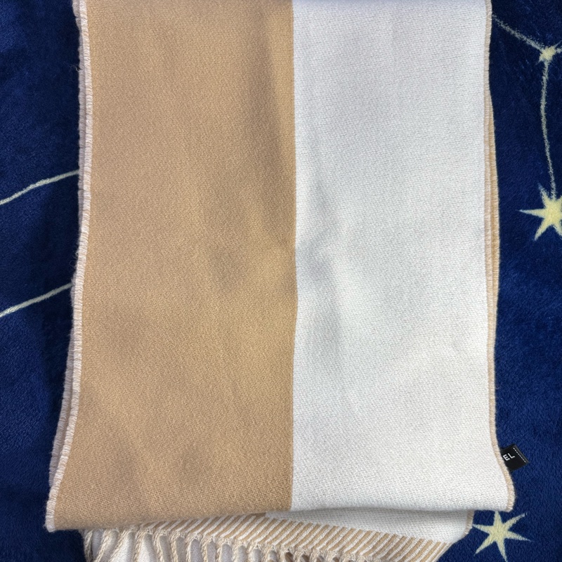 Chanel香奈兒圍巾 超實搭奶茶熊貓配色 半色羊毛圍巾 - 奶茶象牙白-5