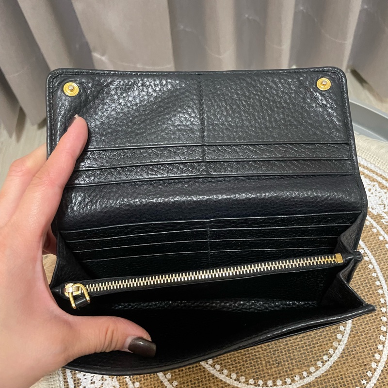 🔥閒置出清🔥Prada 黑金荔枝牛皮長夾-3
