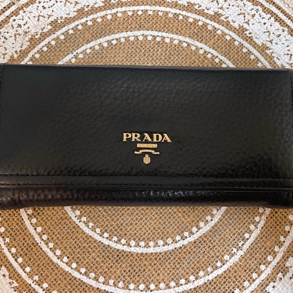 🔥閒置出清🔥Prada 黑金荔枝牛皮長夾-5