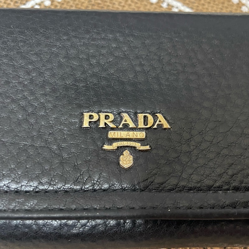 🔥閒置出清🔥Prada 黑金荔枝牛皮長夾-13