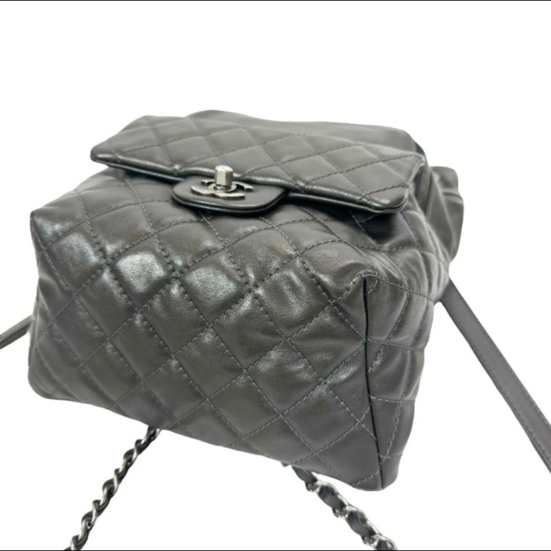 CHANEL香奈兒 槍色 雙C牛皮復古銀鍊 手提/後背包/側背包-3