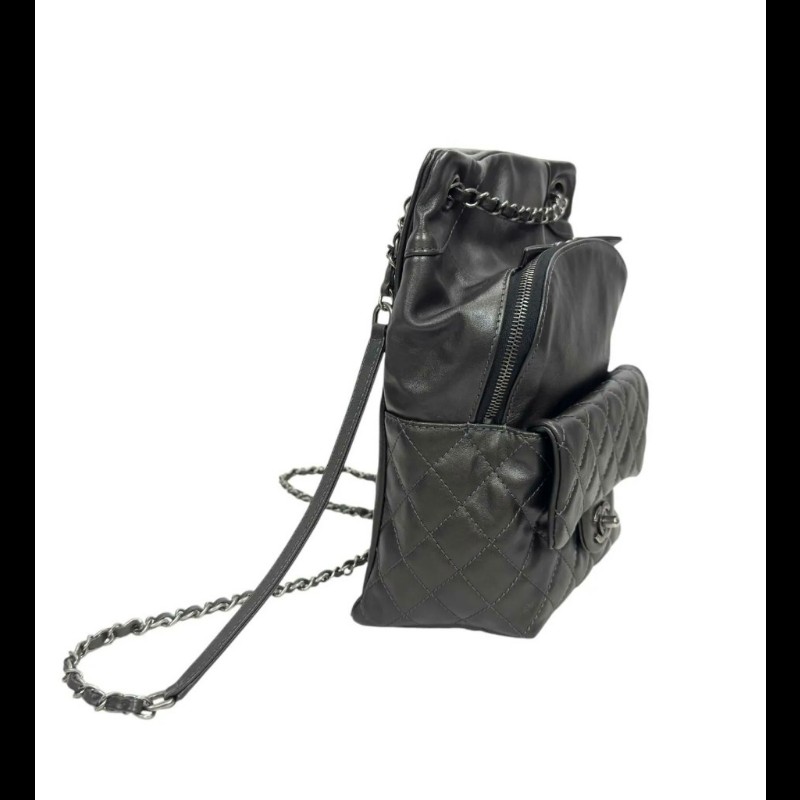 CHANEL香奈兒 槍色 雙C牛皮復古銀鍊 手提/後背包/側背包-5