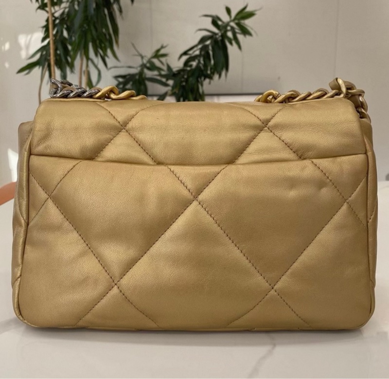 CHANEL+香奈兒+19bag+菱格紋金扣鏈條包單肩包+底長26cm-1