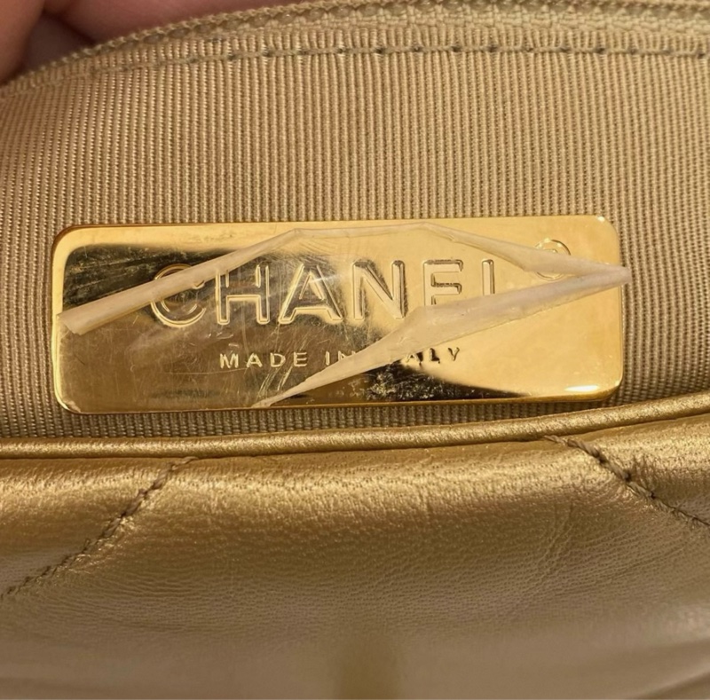 CHANEL+香奈兒+19bag+菱格紋金扣鏈條包單肩包+底長26cm-5