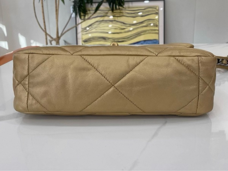 CHANEL+香奈兒+19bag+菱格紋金扣鏈條包單肩包+底長26cm-7