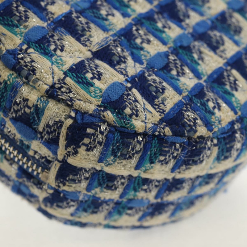 【日本直送】香奈兒鏈條肩背包，斜紋軟呢布料，藍色，銀色雙C標誌，正品編號bs30994V-16