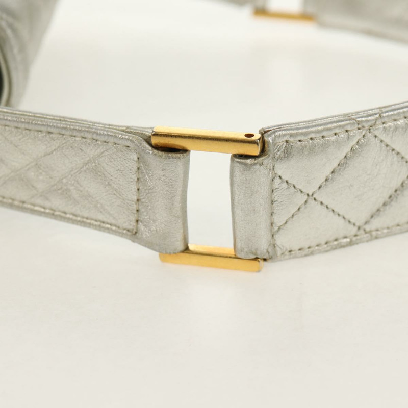 【日本直送】香奈兒 (CHANEL) 絎縫單肩包，皮革材質，銀色/金色，CC標誌，正品編號 152450AV-8