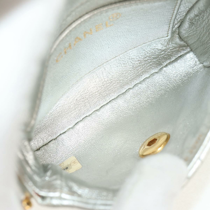 【日本直送】香奈兒 (CHANEL) 絎縫單肩包，皮革材質，銀色/金色，CC標誌，正品編號 152450AV-9