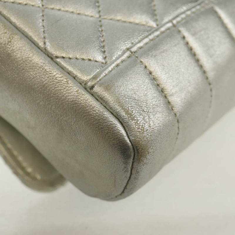 【日本直送】香奈兒 (CHANEL) 絎縫單肩包，皮革材質，銀色/金色，CC標誌，正品編號 152450AV-16