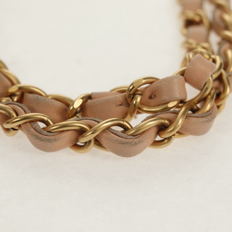 【日本直送】香奈兒 Choco Bar 系列鏈條包，皮革棉質，米色，金色雙C標誌，正品編號 152448AV-7