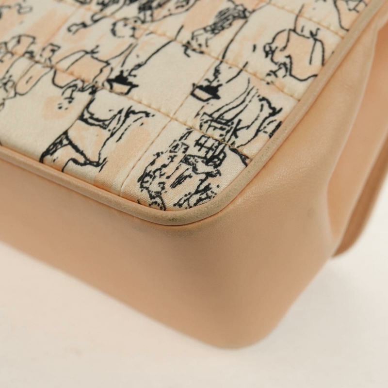 【日本直送】香奈兒 Choco Bar 系列鏈條包，皮革棉質，米色，金色雙C標誌，正品編號 152448AV-18