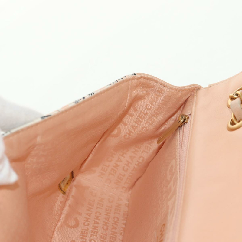 【日本直送】香奈兒 Choco Bar 系列鏈條包，皮革棉質，米色，金色雙C標誌，正品編號 152448AV-22