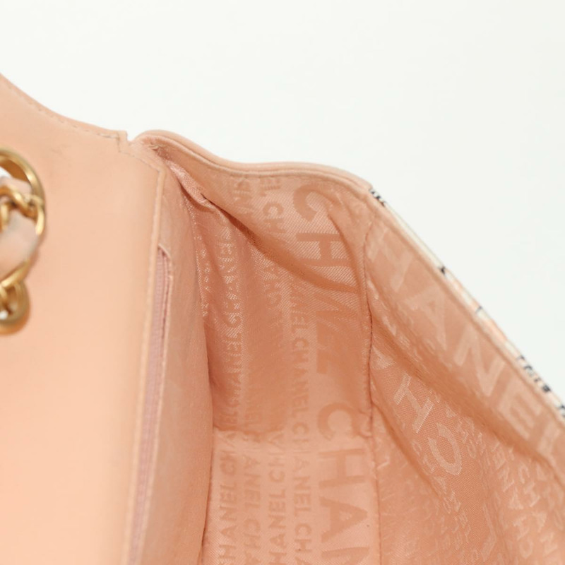 【日本直送】香奈兒 Choco Bar 系列鏈條包，皮革棉質，米色，金色雙C標誌，正品編號 152448AV-23