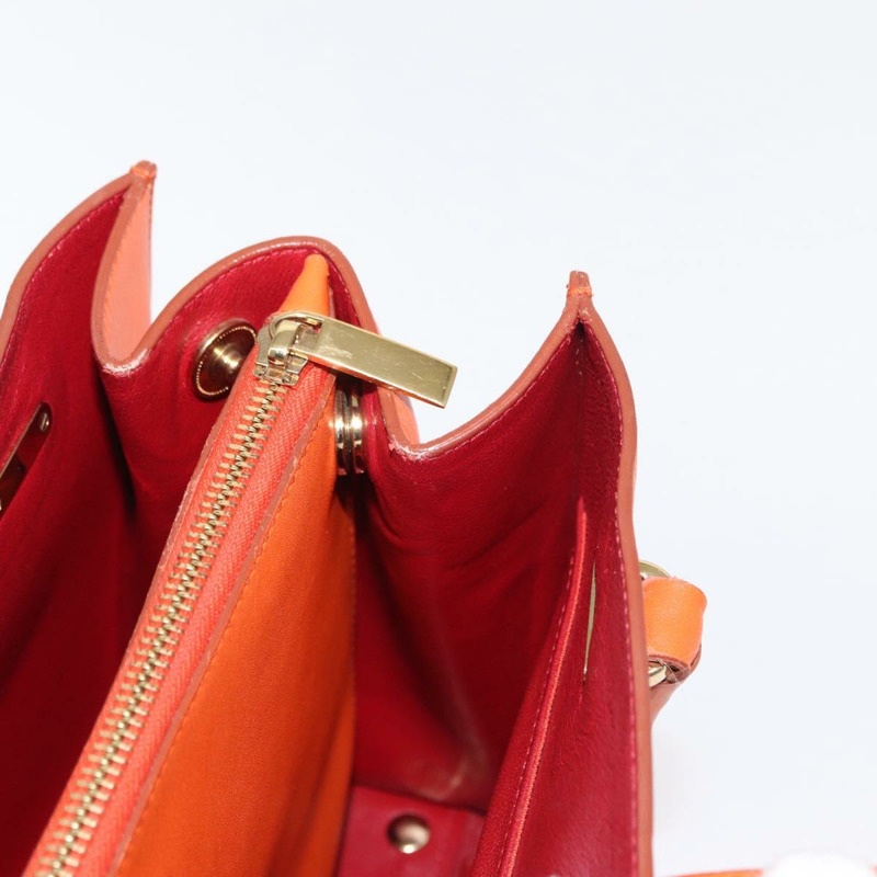 【日本直送】Salvatore Ferragamo Gancini 手提包 皮革 橙色 金色 正品 153961V-20