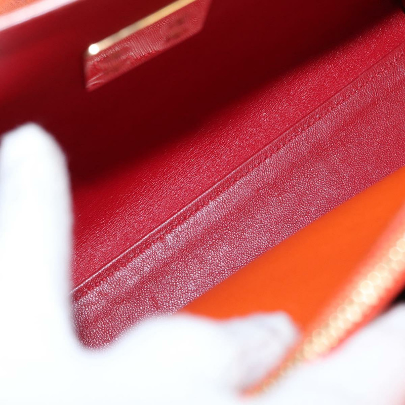 【日本直送】Salvatore Ferragamo Gancini 手提包 皮革 橙色 金色 正品 153961V-21