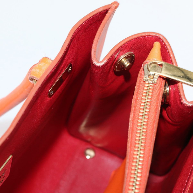 【日本直送】Salvatore Ferragamo Gancini 手提包 皮革 橙色 金色 正品 153961V-22