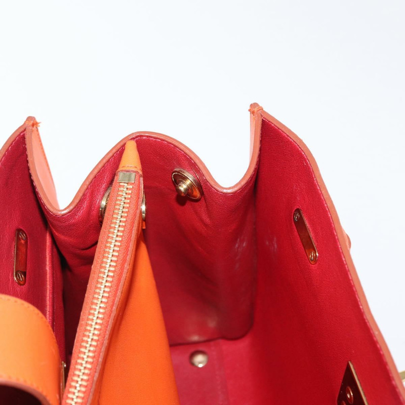 【日本直送】Salvatore Ferragamo Gancini 手提包 皮革 橙色 金色 正品 153961V-23