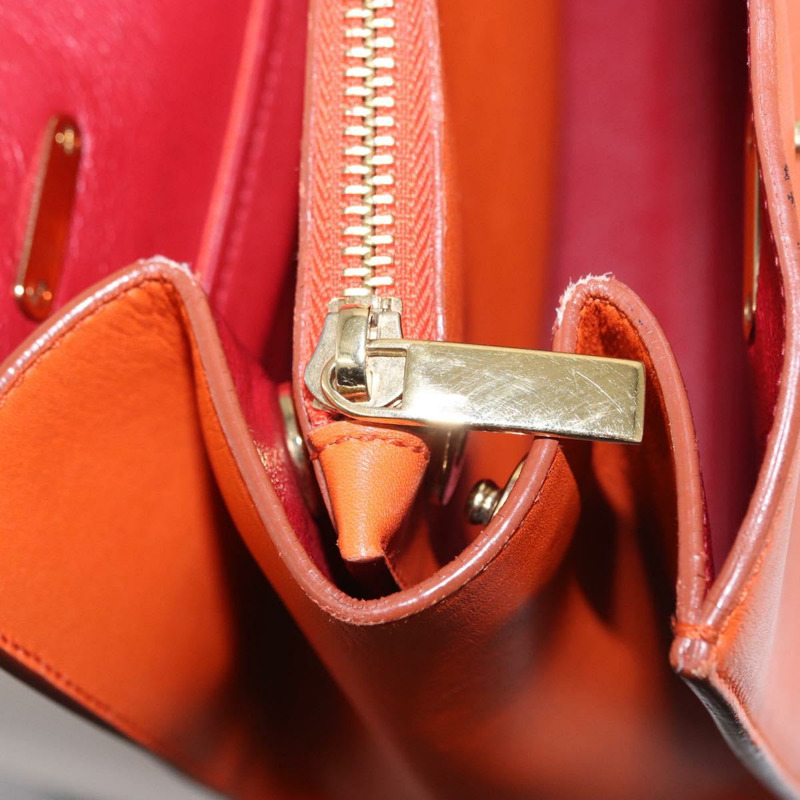 【日本直送】Salvatore Ferragamo Gancini 手提包 皮革 橙色 金色 正品 153961V-24