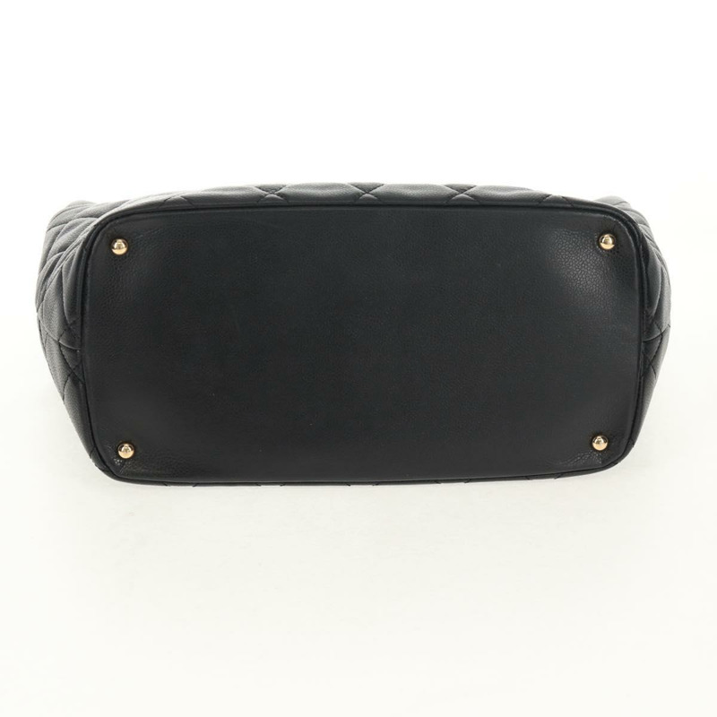 【日本直送】香奈兒魚子醬皮黑色金CC鏈條單背包 Auth 153637SAM-4