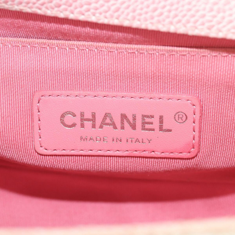 【日本直送】香奈兒 (CHANEL) Boy Chanel 鏈條肩背包，魚子醬紋皮革，彩虹色 CC 標誌，正品編號 153621SAM-21