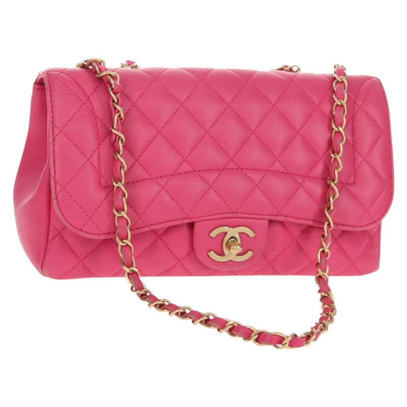 【日本直送】香奈兒 (CHANEL) 絎縫鏈條單肩包 羊皮 粉紅色 金 CC 標誌 正品 yk19844A-0