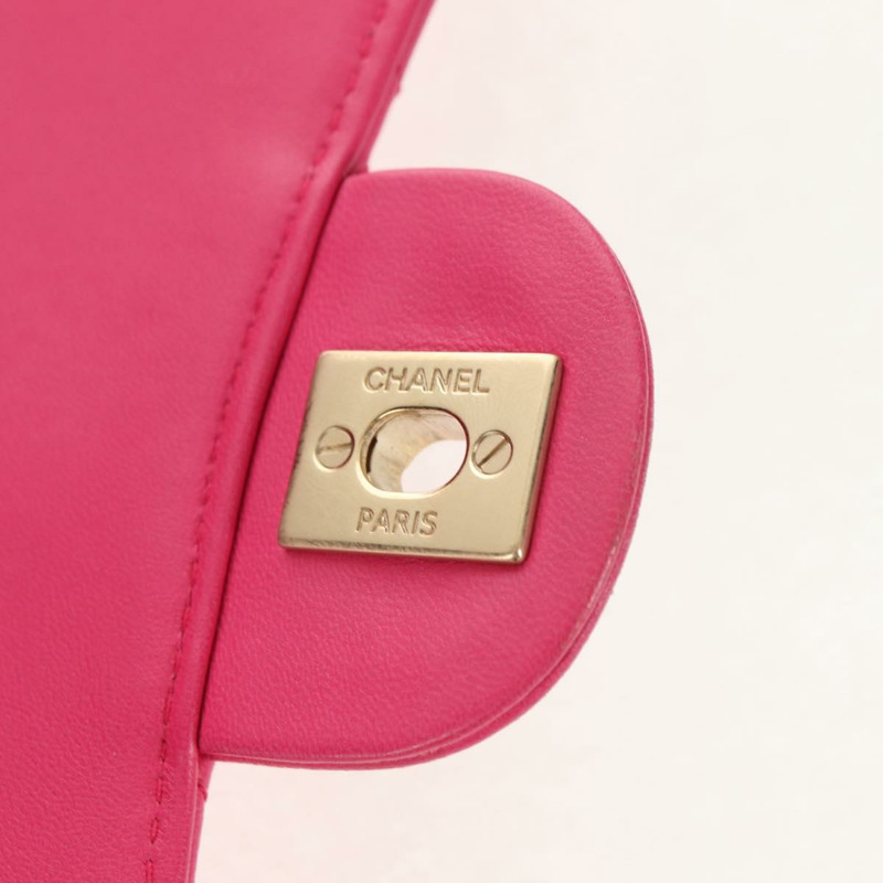 【日本直送】香奈兒 (CHANEL) 絎縫鏈條單肩包 羊皮 粉紅色 金 CC 標誌 正品 yk19844A-20