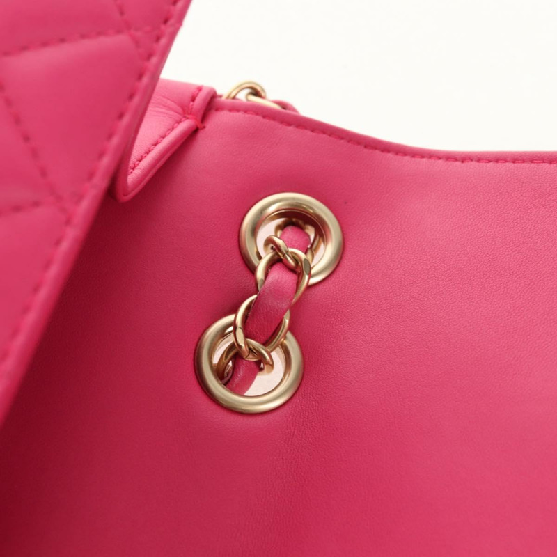 【日本直送】香奈兒 (CHANEL) 絎縫鏈條單肩包 羊皮 粉紅色 金 CC 標誌 正品 yk19844A-21