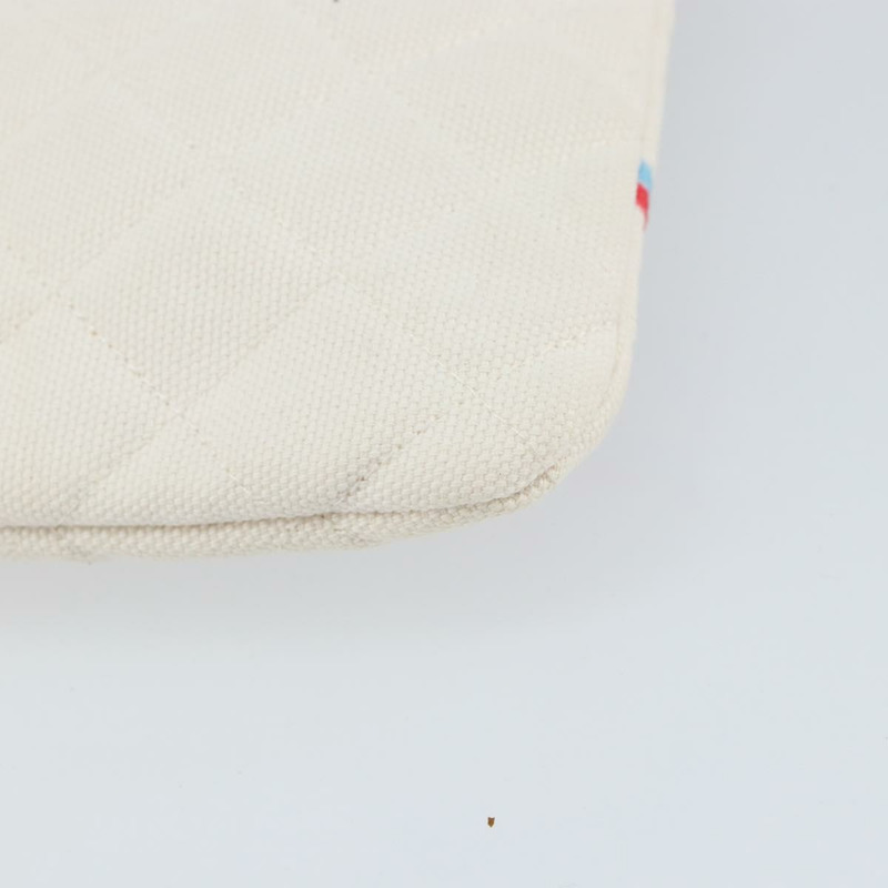 【日本直送】香奈兒 Matelasse 手拿包 帆布 白色 銀色 CC 標誌 Auth 154040-15