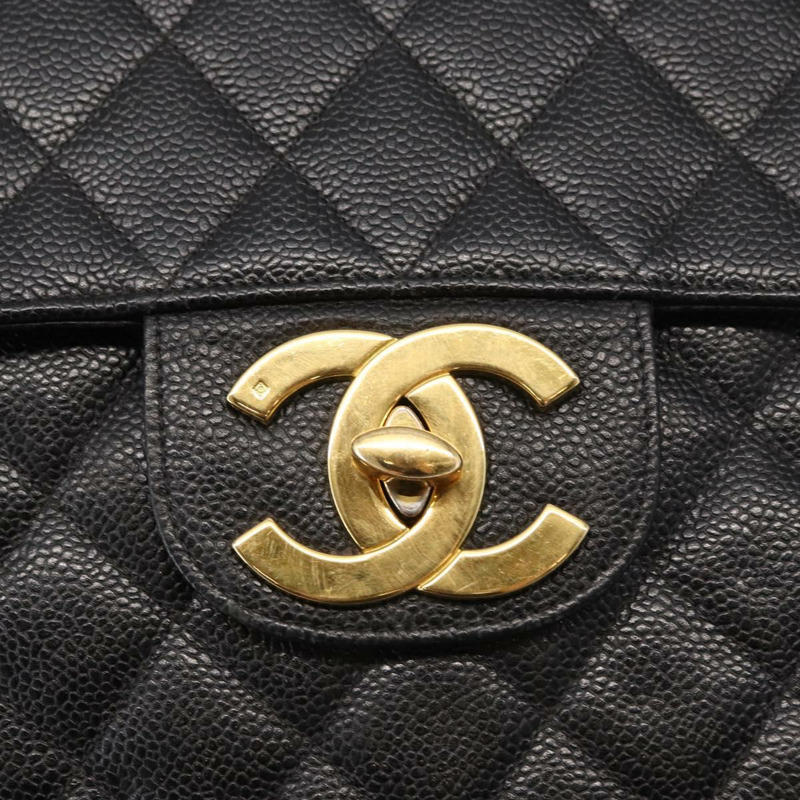【日本直送】香奈兒 Matelasse 30 鏈條肩背包，魚子醬紋皮革，黑色，金色 CC 標誌，正品 ka350A-18