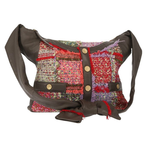 香奈兒 (CHANEL) 女孩款 Chanel 單肩包，斜紋軟呢多色金色 CC 標誌，正品編號 154036SAM