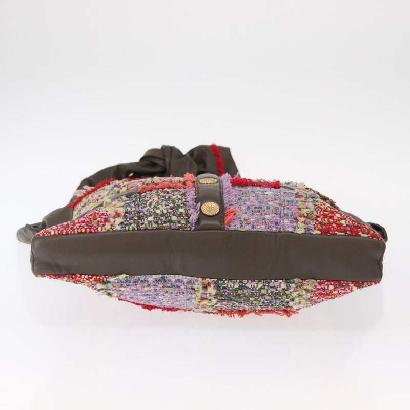 【日本直送】香奈兒 (CHANEL) 女孩款 Chanel 單肩包，斜紋軟呢多色金色 CC 標誌，正品編號 154036SAM-4