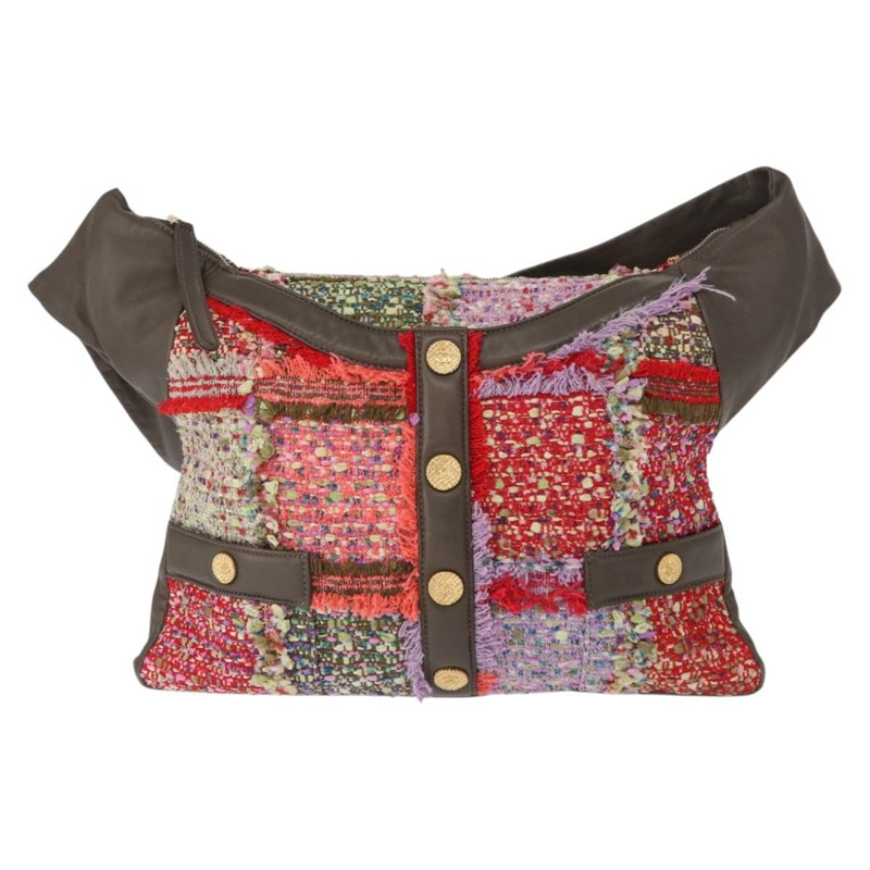 【日本直送】香奈兒 (CHANEL) 女孩款 Chanel 單肩包，斜紋軟呢多色金色 CC 標誌，正品編號 154036SAM-12