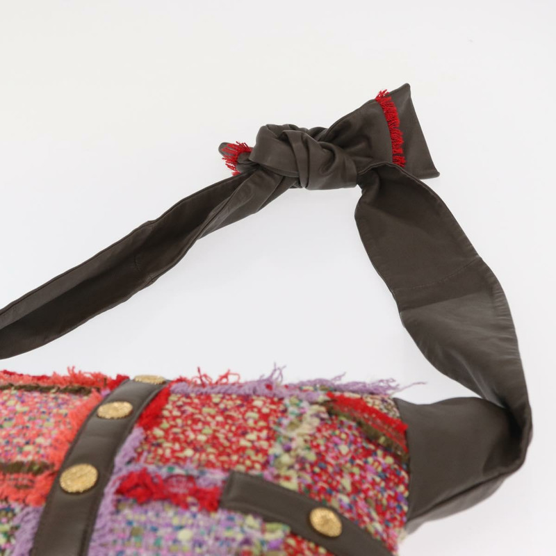 【日本直送】香奈兒 (CHANEL) 女孩款 Chanel 單肩包，斜紋軟呢多色金色 CC 標誌，正品編號 154036SAM-13