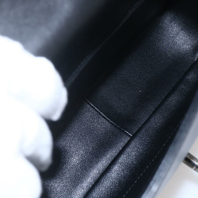 【日本直送】香奈兒 (CHANEL) 絎縫鏈條肩背包，羊皮材質，黑色雙C標誌，貨號 154057SAM-8