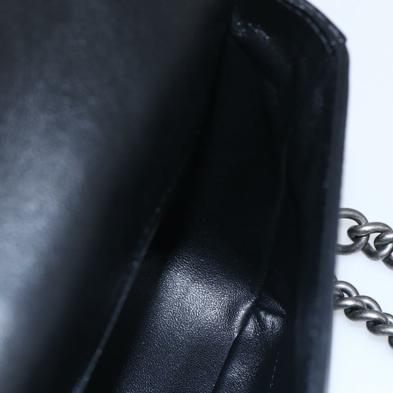 【日本直送】香奈兒 (CHANEL) 絎縫鏈條肩背包，羊皮材質，黑色雙C標誌，貨號 154057SAM-19