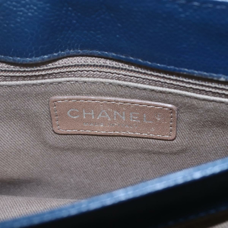 【日本直送】香奈兒 (CHANEL) 絎縫鏈條肩背包，魚子醬紋皮革，海軍藍，CC標誌，正品編號 154046SAM-18