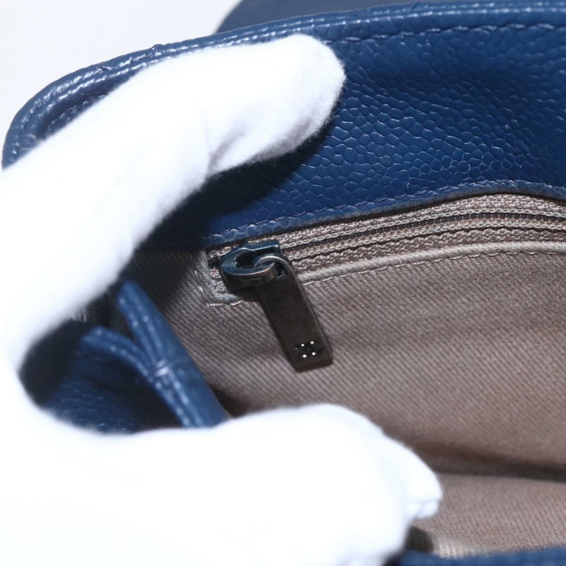 【日本直送】香奈兒 (CHANEL) 絎縫鏈條肩背包，魚子醬紋皮革，海軍藍，CC標誌，正品編號 154046SAM-19