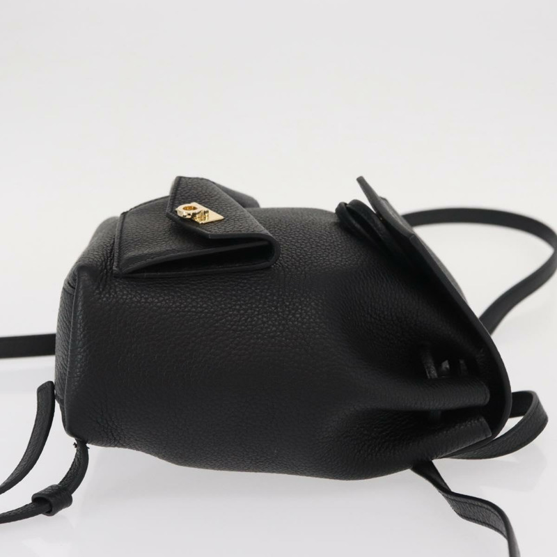 【日本直送】Salvatore Ferragamo Gancini 皮革雙肩包 黑色 金色 正品 154075SM-2