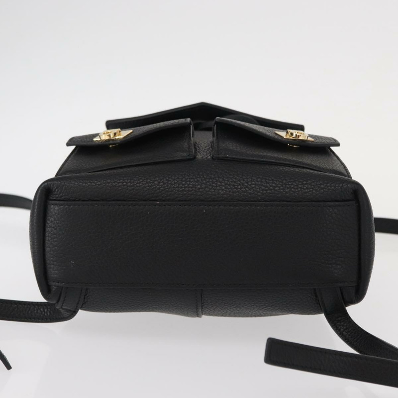 【日本直送】Salvatore Ferragamo Gancini 皮革雙肩包 黑色 金色 正品 154075SM-4