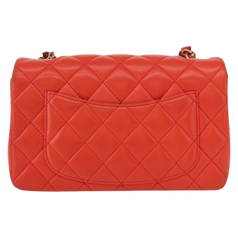 【日本直送】香奈兒 Matelasse 20 鏈條肩背包，羊皮材質，橙色金色雙C標誌，正品編號 142986SAM-1