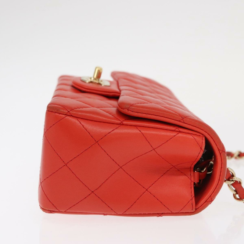 【日本直送】香奈兒 Matelasse 20 鏈條肩背包，羊皮材質，橙色金色雙C標誌，正品編號 142986SAM-2