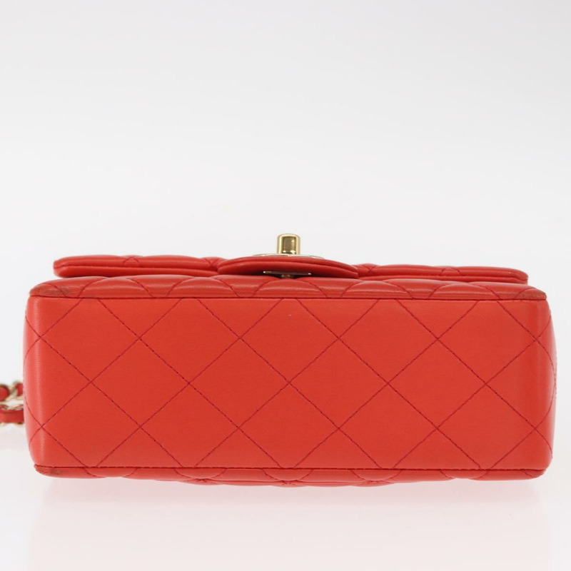 【日本直送】香奈兒 Matelasse 20 鏈條肩背包，羊皮材質，橙色金色雙C標誌，正品編號 142986SAM-4