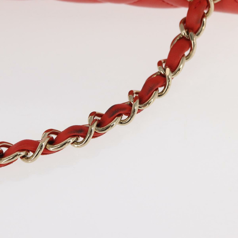 【日本直送】香奈兒 Matelasse 20 鏈條肩背包，羊皮材質，橙色金色雙C標誌，正品編號 142986SAM-7