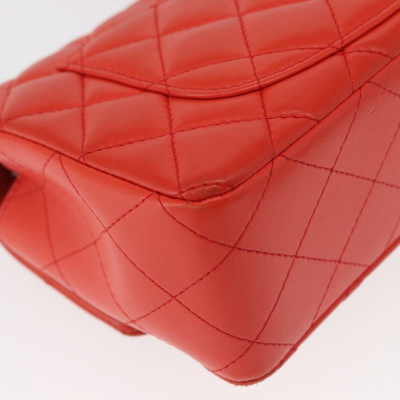 【日本直送】香奈兒 Matelasse 20 鏈條肩背包，羊皮材質，橙色金色雙C標誌，正品編號 142986SAM-16